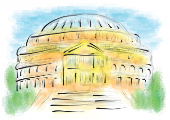 royal albert hall. abstract illustration on multicolor background