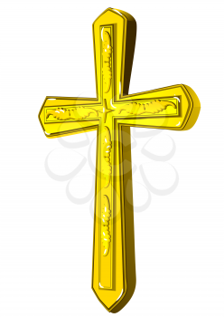 christian gold cross isolated on white background