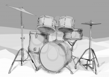 drums kit on grey background. 10 EPS