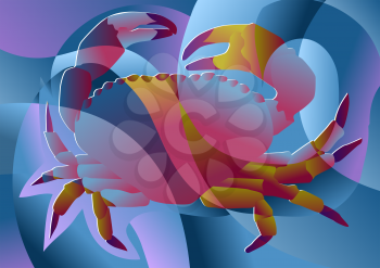 abstract crab on multicolor background background