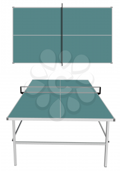 table tennis isolated on white top and front