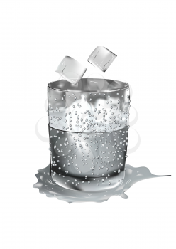 wet drink glass isolated on the white background