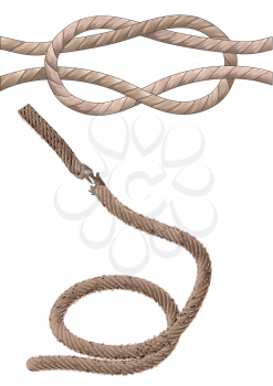 two old rope isolated on the white background