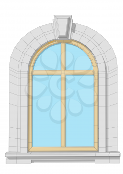 Arched window, isolated on a white background