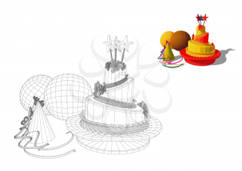 birthday abstract illustration isolated on white background
