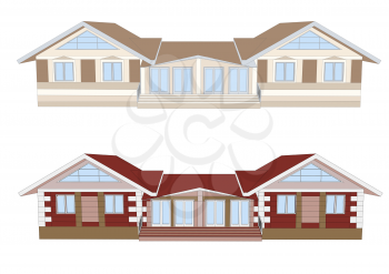 facades of houses isolated on a white background