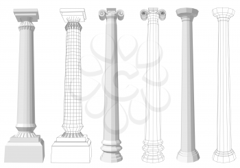 column. set of columns  isolated on white background