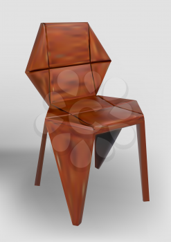 desinger wooden chair on a gray background