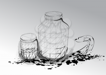 jars on gray background