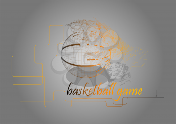 basketball game advertisement.  abstract ball on grey background