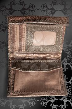 handmade leather wallet. Genuine leather craft object