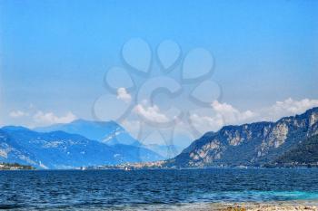 view of lake como. Lecco town, Italy, Europe                      