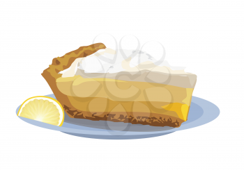 lemon pie. Lemmon cake on the plate on whirte background