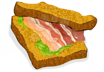 bacon sandwich on abstract multicolor background
