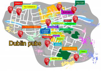 Dublin pubs vector abstract illustration on white