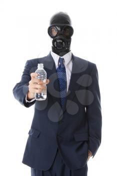 clean clear water in a bottle with a man
