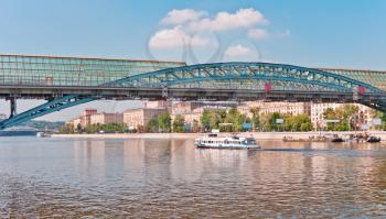 Modern pedestrian bridge over the Moscow River, Moscow, Russia, East Europe