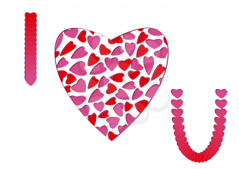 I Love You concept with a red-pink hearts on white background, vector illustration
