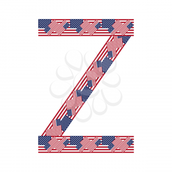 Letter Z made of USA flags on white background from USA flag collection, Vector Illustration
