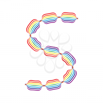 Letter S made in rainbow colors on white background
