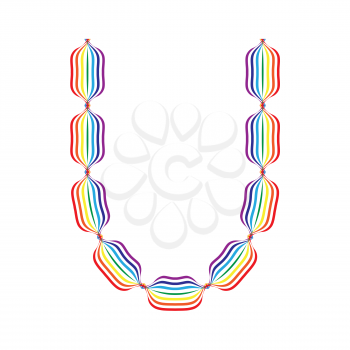 Letter U made in rainbow colors on white background
