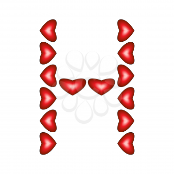 Letter H made of hearts on white background
