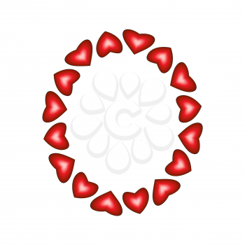 Letter O made of hearts on white background
