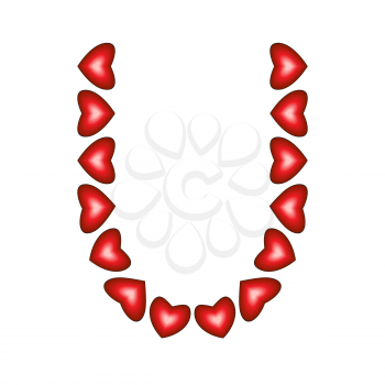 Letter U made of hearts on white background
