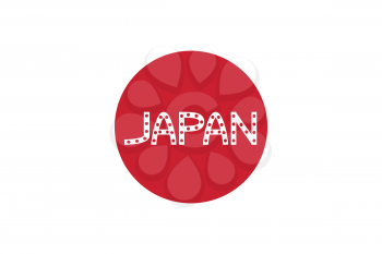 Japanese flag in correct proportions and colors with word Japan
