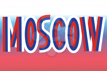 Moscow inscription made in colors of russian flag