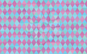 Abstract geometric seamless pattern of rhombus in blue and pink colors