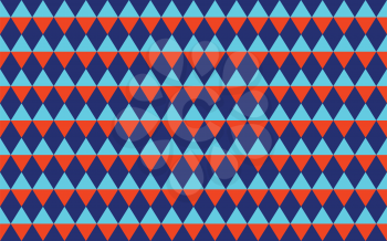 Abstract geometric seamless pattern of triangles in blue and orange colors