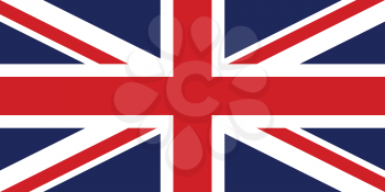 Flag of the United Kingdom in correct proportions and colors. This is the 1:2 national version.
