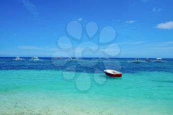 Beautiful seascape with many boats, Panglao, Philippines