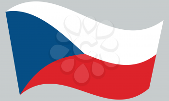 Flag of Czech Republic waving on gray background