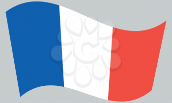 Flag of France waving on gray background