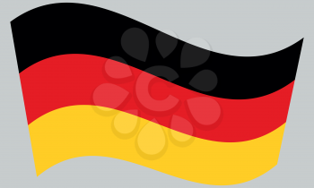 Flag of Germany waving on gray background