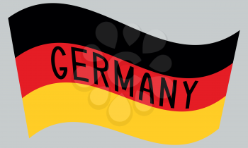 German flag waving with word Germany on gray background