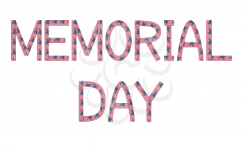 Memorial day inscription made from USA flags on white background