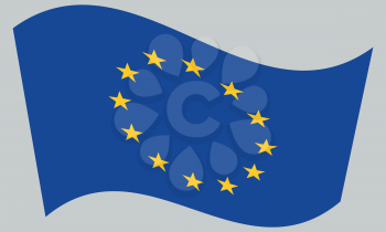 Flag of Europe, European Union, waving on gray background