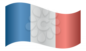 Flag of France waving on white background