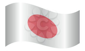 Flag of Japan waving on white background