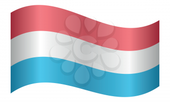 Flag of Luxembourg waving on white background