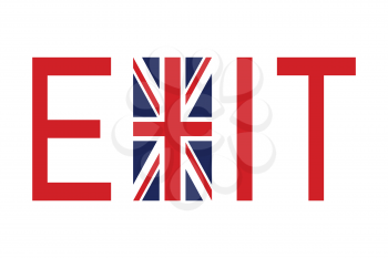Brexit concept. Flag of United Kingdom with word Exit.