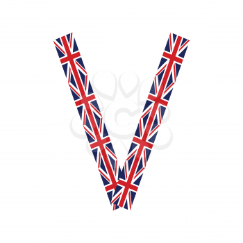 Letter V made from United Kingdom flags on white background