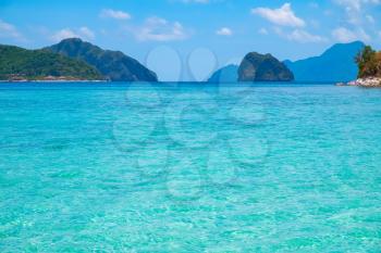 Tropical landscape with blue lagoon, El Nido, Palawan, Philippines