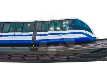 Electric monorail train modern public transport on white background, Moscow, Russia