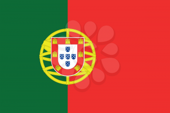 Flag of Portugal in correct size, proportions and colors. Accurate dimensions. Portuguese national flag.