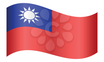 Flag of the Republic of China, Taiwan, waving on white background. The national flag of Taiwan.