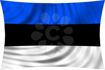 Flag of Estonia waving in wind isolated on white background. Estonian national flag. Patriotic symbolic design. 3d rendered illustration